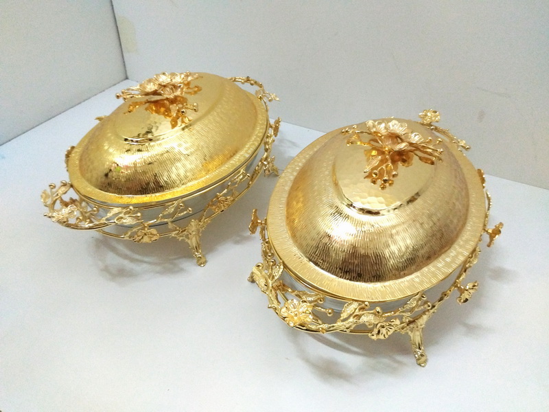 bandeja buffet calentador cristal metal 12-21x36-48x25-29 2u